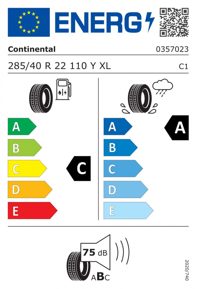 CONTINENTAL SPORTCONTACT 6 XL 285/40 R22 110Y 4019238781908 LETNÍ PNEUMATIKY