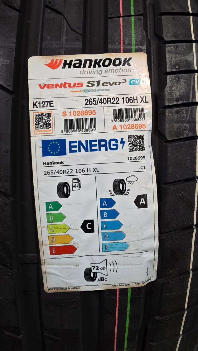 NOVÉ LETNÍ PNEUMATIKY HANKOOK 265/40 R22 AO, EAN: 8808563538891