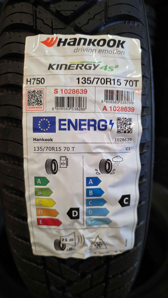 135/70 R15 70T 3PMSF, M+S NOVÉ CELOROČNÍ PNEUMATIKY HANKOOK, EAN: 8808563538266