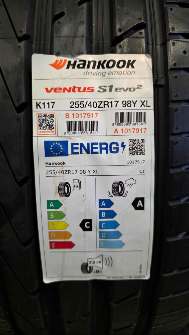 255/40 ZR17 98Y XL NOVÉ LETNÍ PNEUMATIKY HANKOOK, 8808563381541