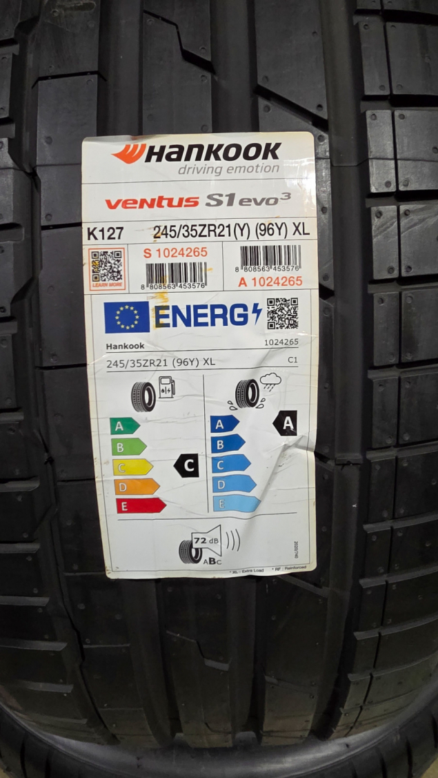 245/35 R21 (96Y) XL S1 evo³ HANKOOK NOVÉ LETNÍ PNEUMATIKY, EAN: 8808563453576