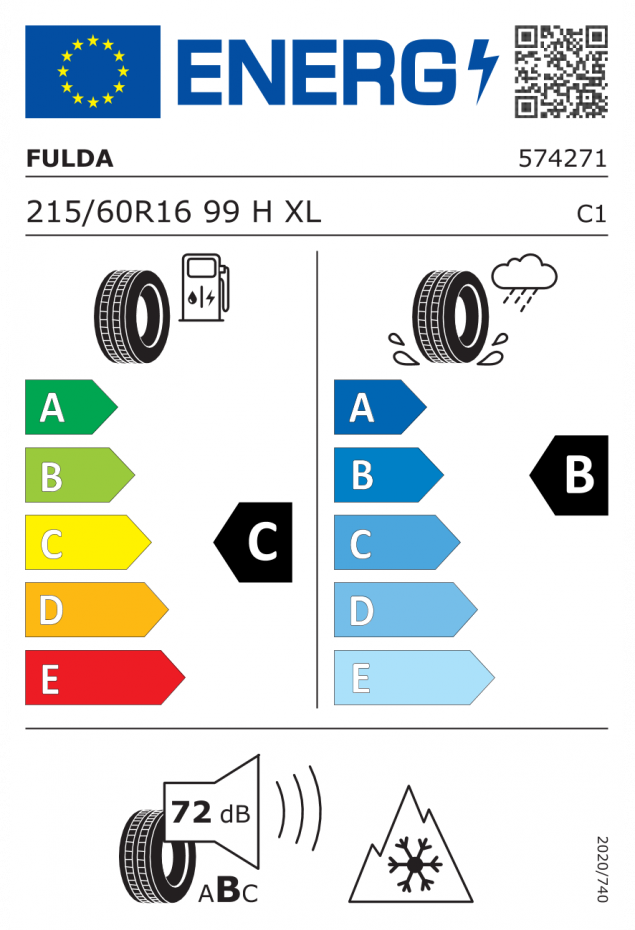 215/60 R16 99H POUŽITÉ ZIMNÍ PNEUMATIKY FULDA